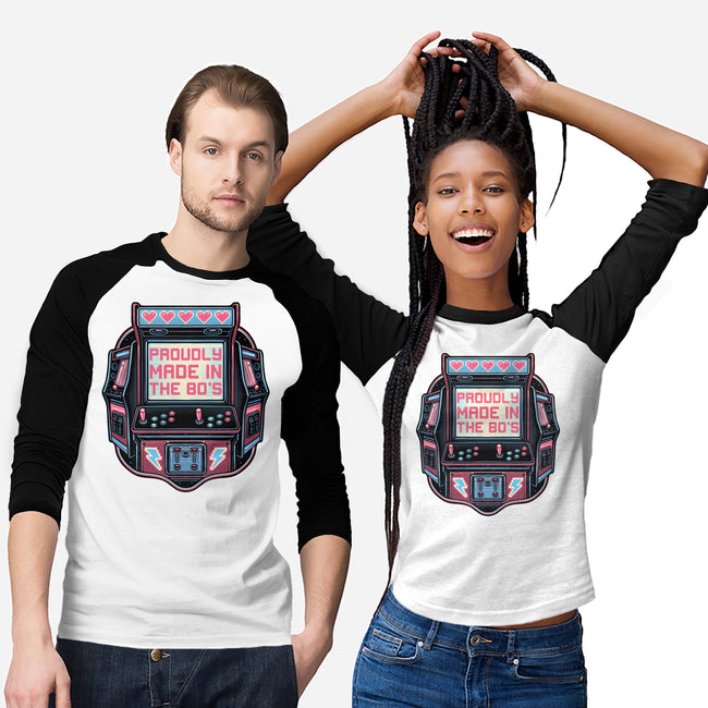 80s Arcade-Unisex-Baseball-Tee-glitchygorilla