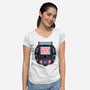 80s Arcade-Womens-V-Neck-Tee-glitchygorilla