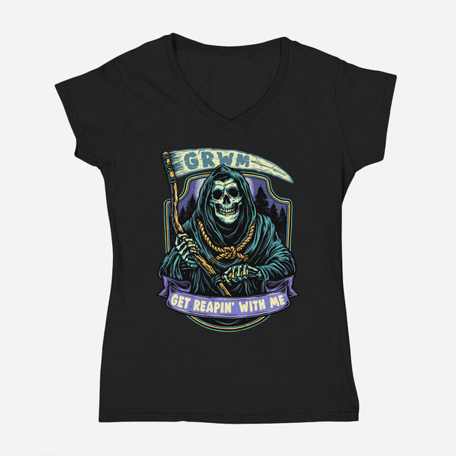 Get Reapin With Me-Womens-V-Neck-Tee-glitchygorilla