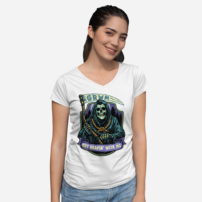 Get Reapin With Me-Womens-V-Neck-Tee-glitchygorilla