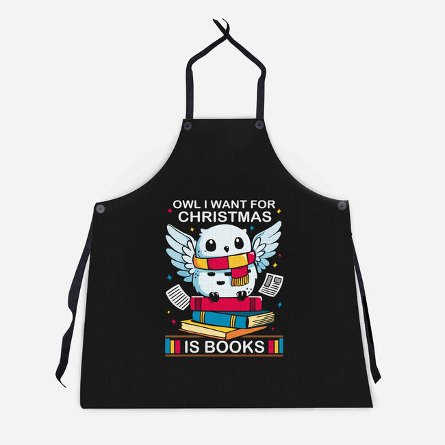 Owl I Want For Christmas Is Books-Unisex-Kitchen-Apron-Vallina84