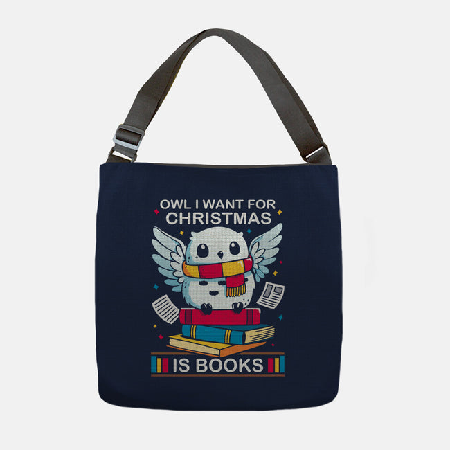 Owl I Want For Christmas Is Books-None-Adjustable Tote-Bag-Vallina84