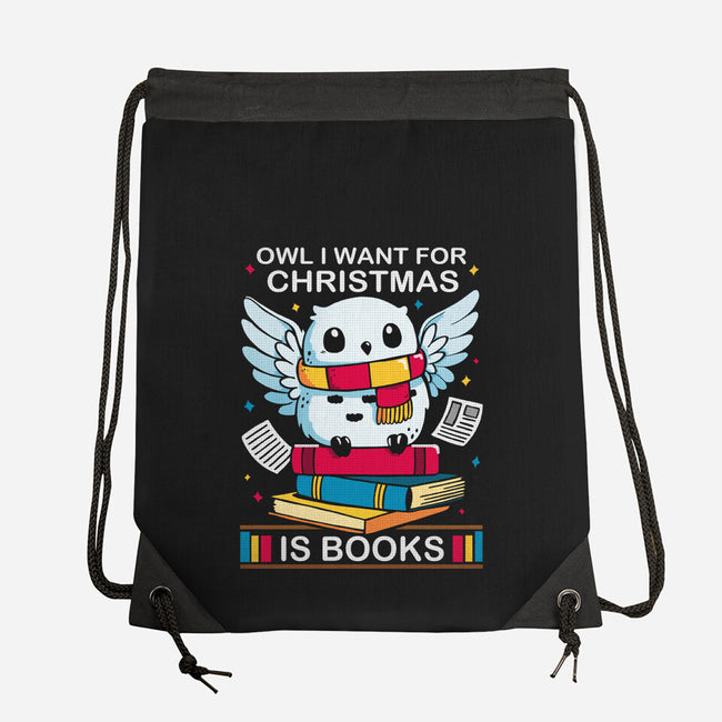 Owl I Want For Christmas Is Books-None-Drawstring-Bag-Vallina84