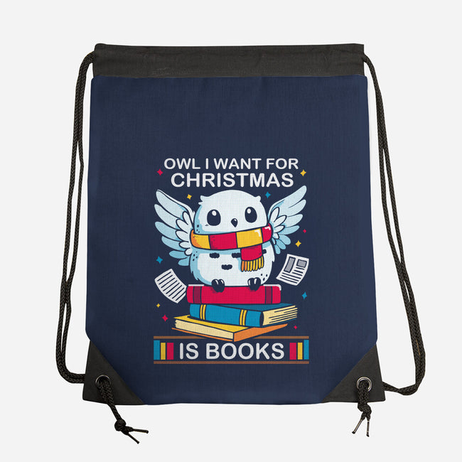 Owl I Want For Christmas Is Books-None-Drawstring-Bag-Vallina84