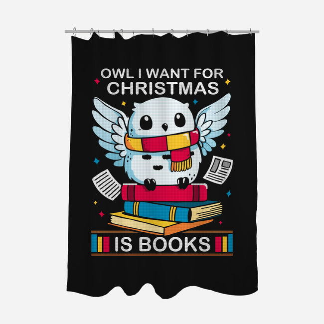 Owl I Want For Christmas Is Books-None-Polyester-Shower Curtain-Vallina84