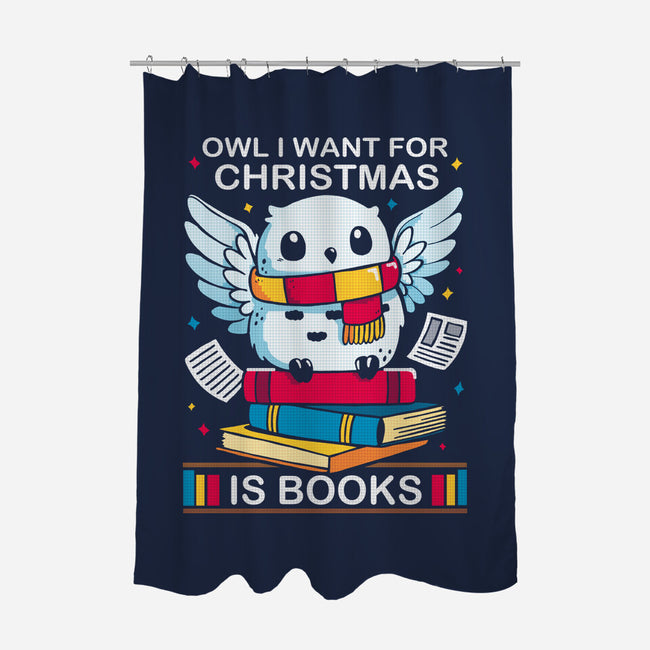 Owl I Want For Christmas Is Books-None-Polyester-Shower Curtain-Vallina84