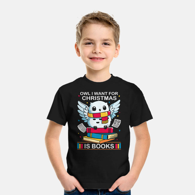 Owl I Want For Christmas Is Books-Youth-Basic-Tee-Vallina84