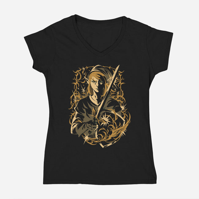 Hero Of Time-Womens-V-Neck-Tee-ilustrata