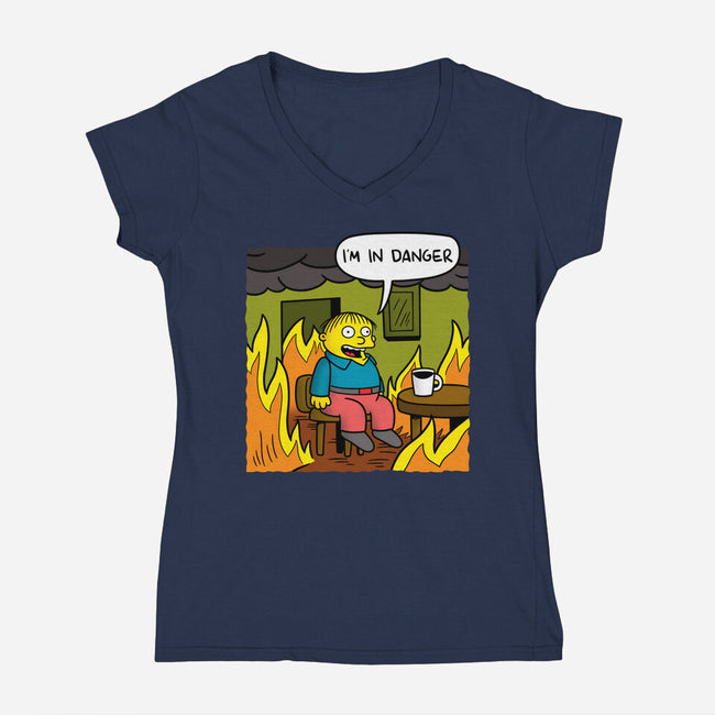 I'm In Danger-Womens-V-Neck-Tee-Barbadifuoco