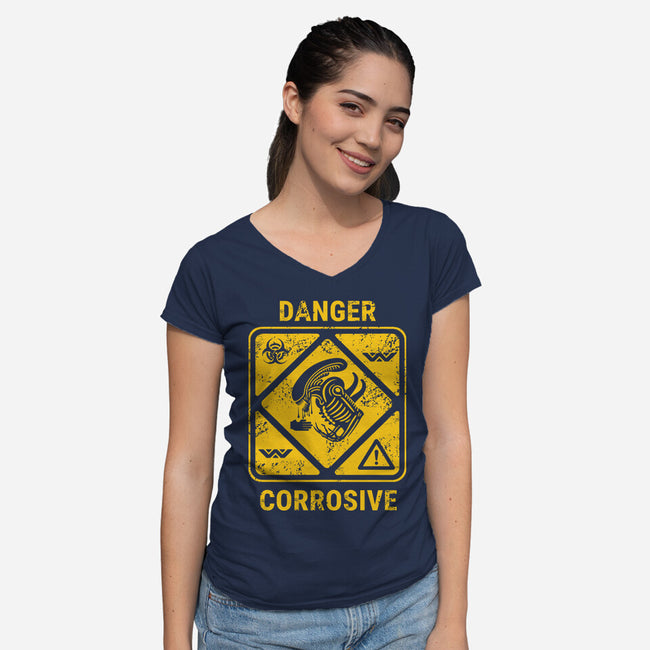 Danger Corrosive-Womens-V-Neck-Tee-Dylon_G