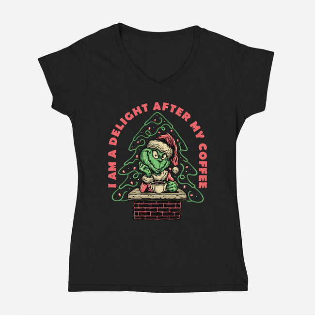 Delightful One-Womens-V-Neck-Tee-glitchygorilla