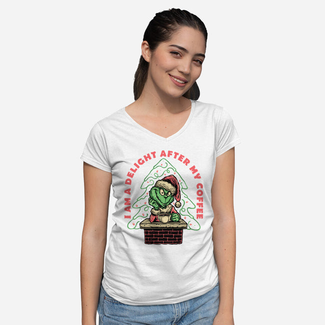 Delightful One-Womens-V-Neck-Tee-glitchygorilla