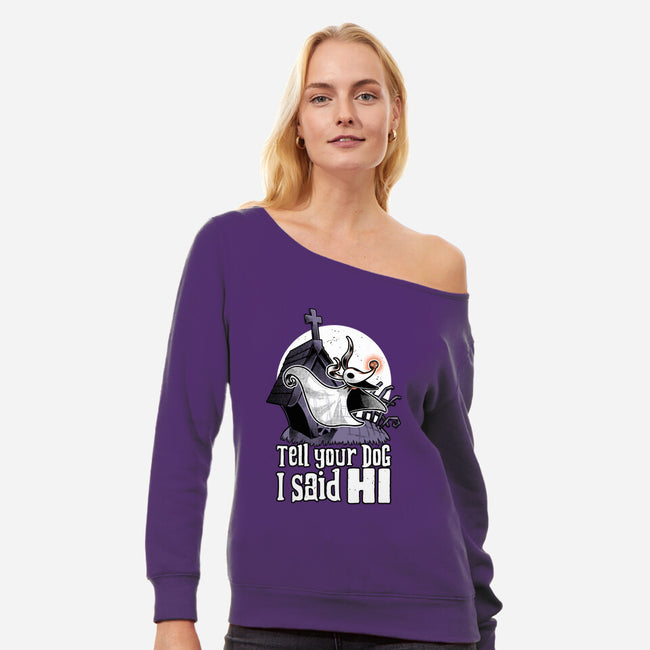 Ghost Animation Dog-Womens-Off Shoulder-Sweatshirt-Studio Mootant