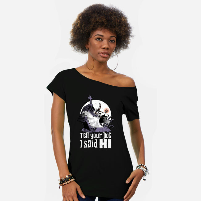 Ghost Animation Dog-Womens-Off Shoulder-Tee-Studio Mootant