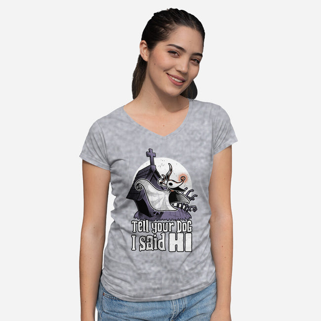 Ghost Animation Dog-Womens-V-Neck-Tee-Studio Mootant