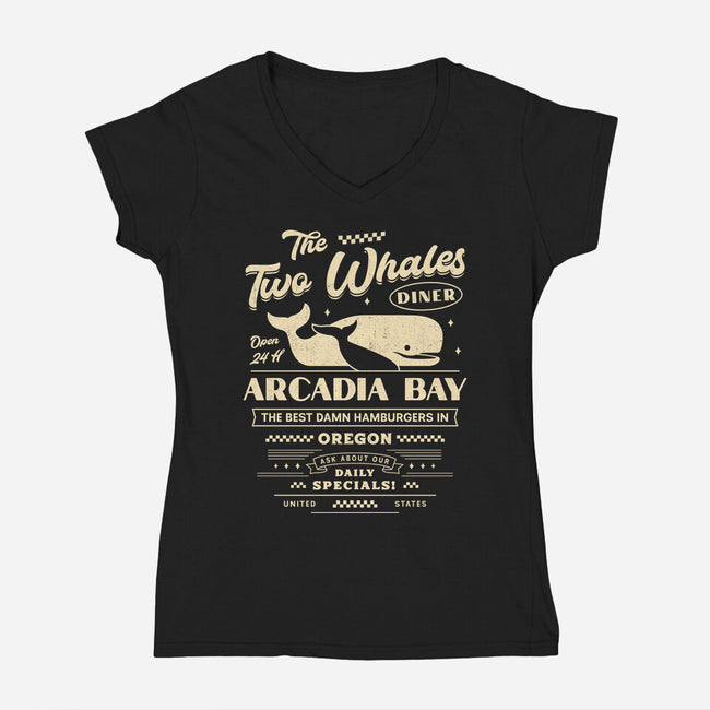 The Two Whales Diner Emblem-Womens-V-Neck-Tee-LAGELANTEE