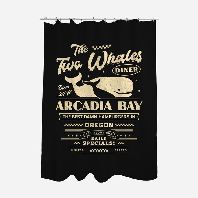 The Two Whales Diner Emblem-None-Polyester-Shower Curtain-LAGELANTEE