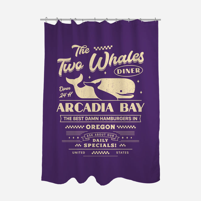 The Two Whales Diner Emblem-None-Polyester-Shower Curtain-LAGELANTEE