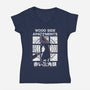 Wood Side Apartments Monster-Womens-V-Neck-Tee-LAGELANTEE