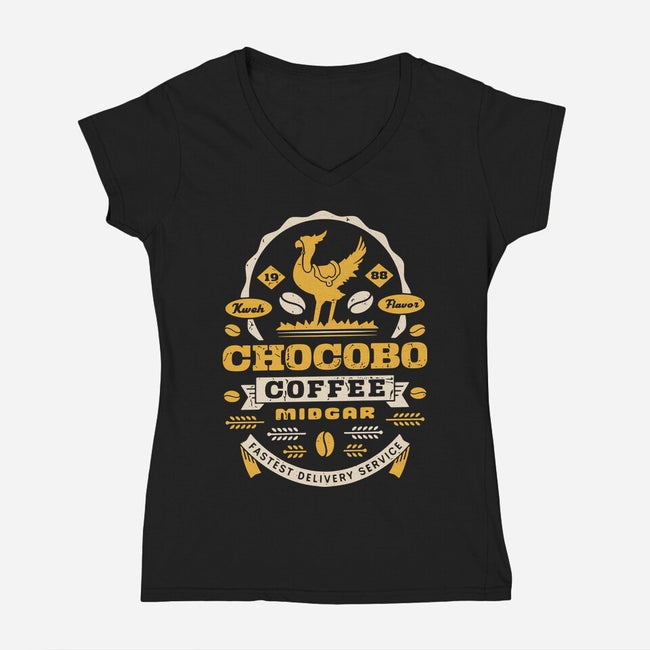 Chocobo Coffee Grunge-Womens-V-Neck-Tee-LAGELANTEE