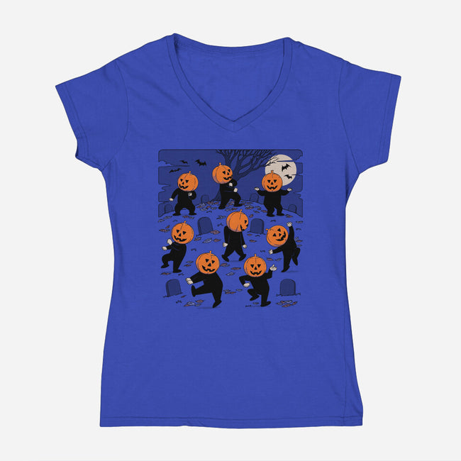 Halloween Dance-Womens-V-Neck-Tee-pigboom