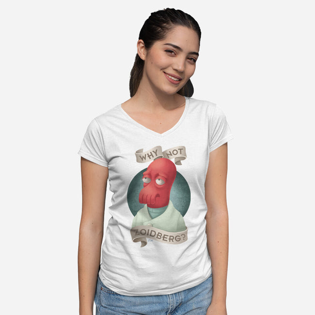 Why Not Zoidberg-Womens-V-Neck-Tee-ChristaDoodles