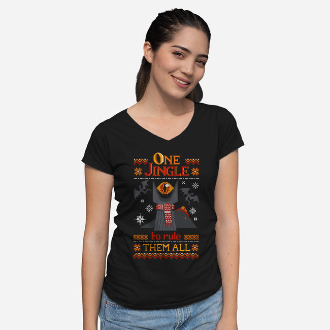 One Jingle-Womens-V-Neck-Tee-ricolaa