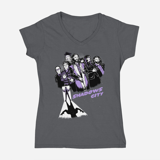 Shadows City-Womens-V-Neck-Tee-Studio Mootant