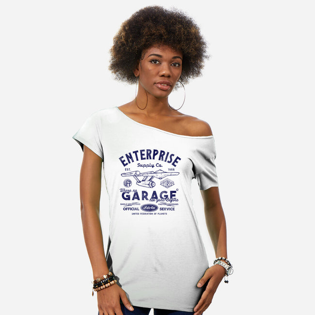 Enterprise Garage-Womens-Off Shoulder-Tee-Arinesart