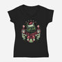 Christmas Dragon-Womens-V-Neck-Tee-glitchygorilla