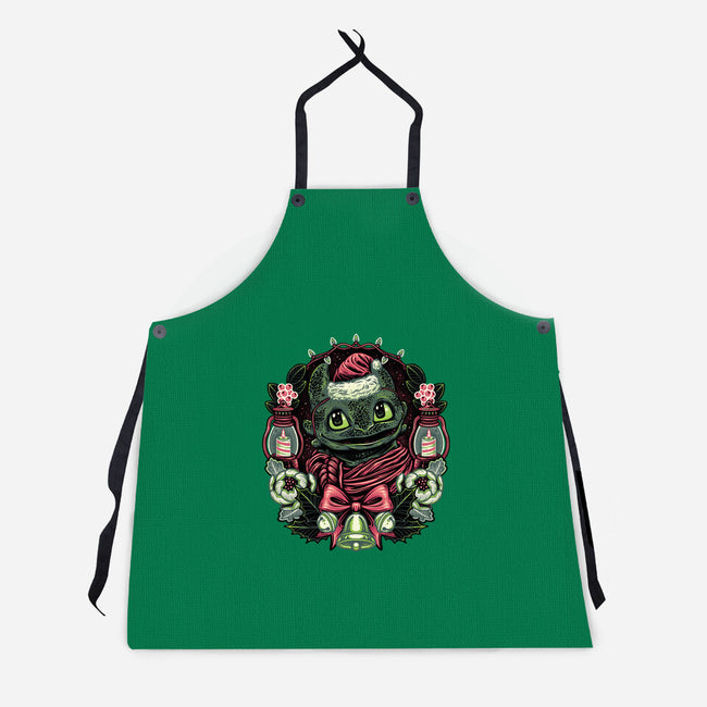 Christmas Dragon-Unisex-Kitchen-Apron-glitchygorilla