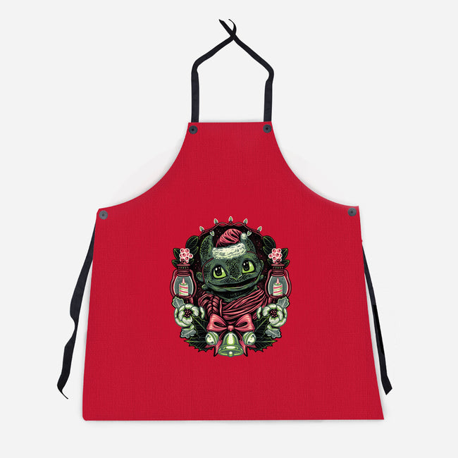 Christmas Dragon-Unisex-Kitchen-Apron-glitchygorilla