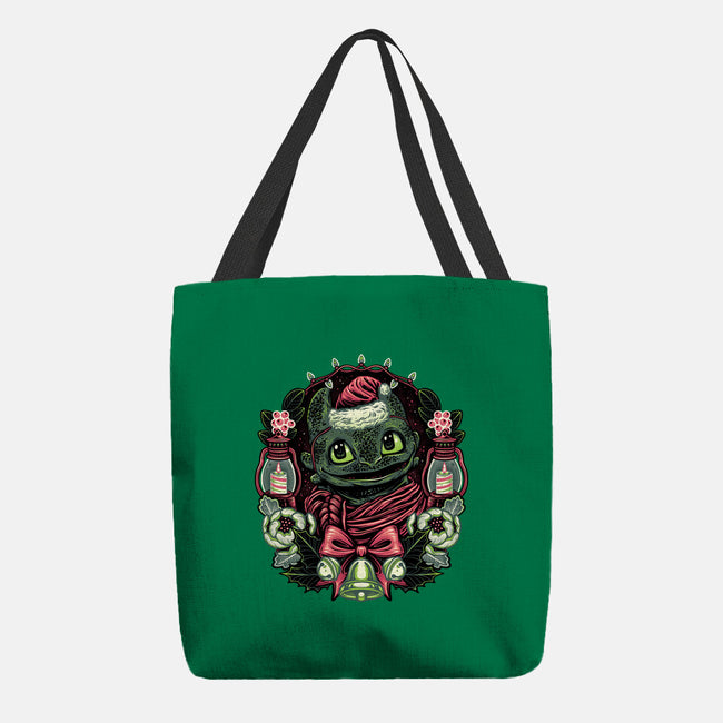 Christmas Dragon-None-Basic Tote-Bag-glitchygorilla