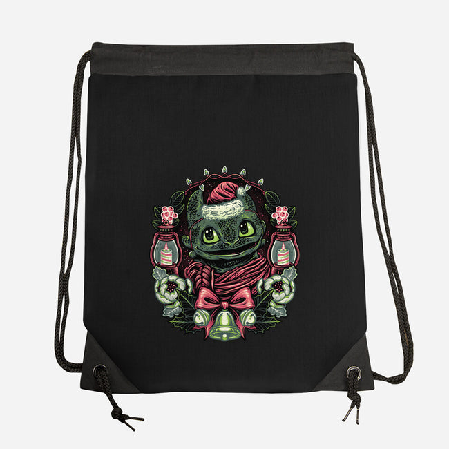 Christmas Dragon-None-Drawstring-Bag-glitchygorilla