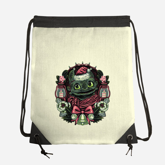 Christmas Dragon-None-Drawstring-Bag-glitchygorilla