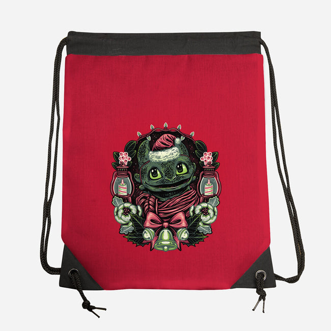 Christmas Dragon-None-Drawstring-Bag-glitchygorilla