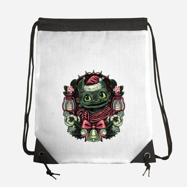 Christmas Dragon-None-Drawstring-Bag-glitchygorilla