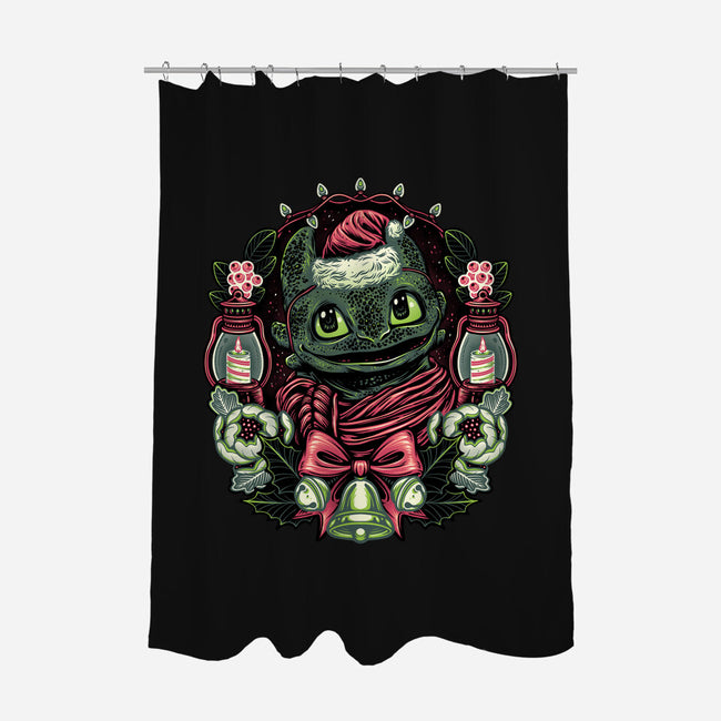 Christmas Dragon-None-Polyester-Shower Curtain-glitchygorilla