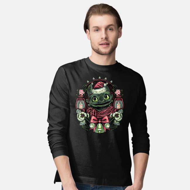 Christmas Dragon-Mens-Long Sleeved-Tee-glitchygorilla