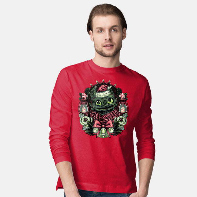 Christmas Dragon-Mens-Long Sleeved-Tee-glitchygorilla