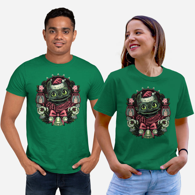 Christmas Dragon-Unisex-Basic-Tee-glitchygorilla