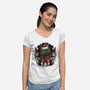 Christmas Dragon-Womens-V-Neck-Tee-glitchygorilla