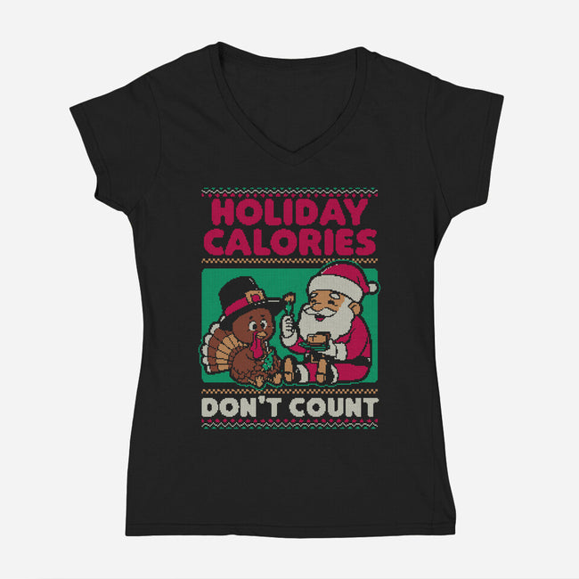 Ugly Sweater Holiday Food-Womens-V-Neck-Tee-Studio Mootant