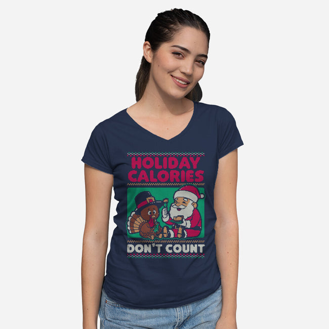 Ugly Sweater Holiday Food-Womens-V-Neck-Tee-Studio Mootant