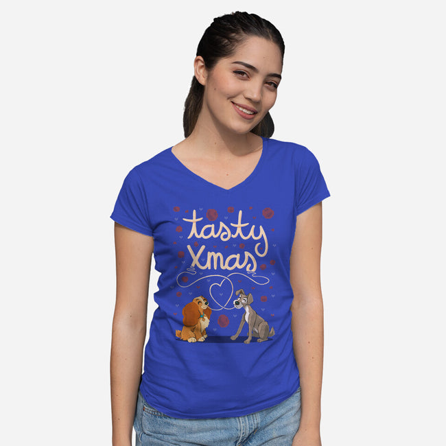 Tasty Xmas-Womens-V-Neck-Tee-IdeasConPatatas