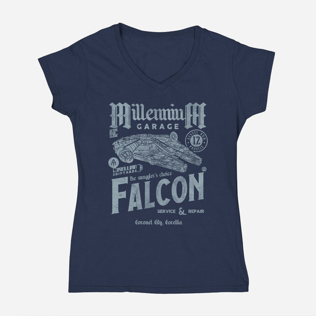 Millennium Garage-Womens-V-Neck-Tee-Arinesart