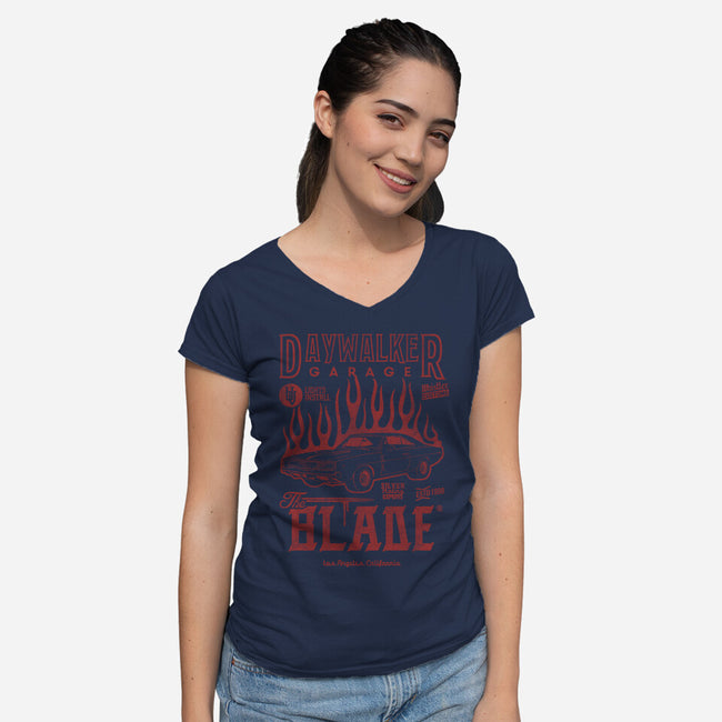 Daywalker Garage-Womens-V-Neck-Tee-Arinesart