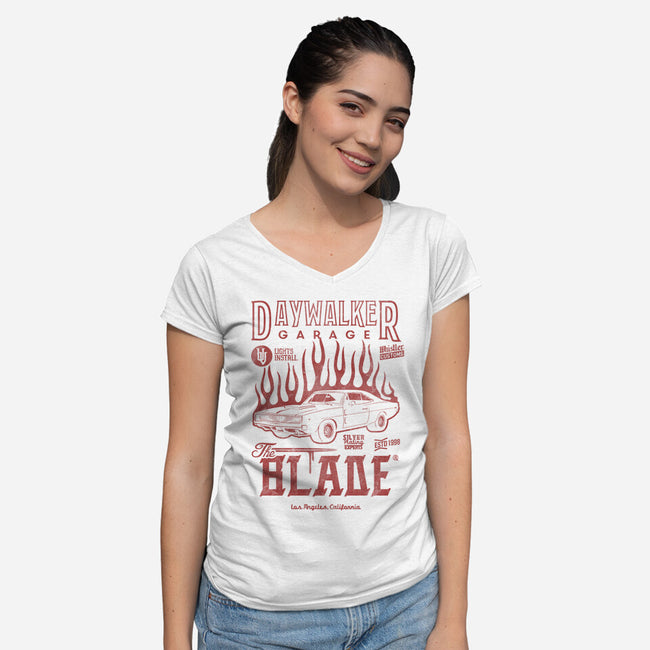 Daywalker Garage-Womens-V-Neck-Tee-Arinesart