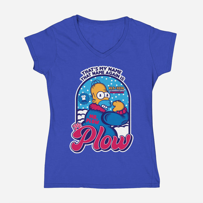 Mr. Plow-Womens-V-Neck-Tee-SuperEdu