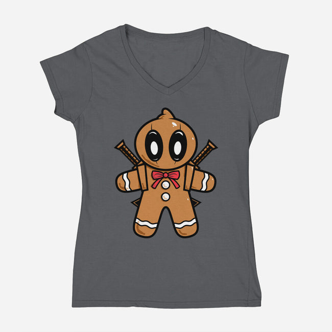 Gingerbread Pool-Womens-V-Neck-Tee-krisren28